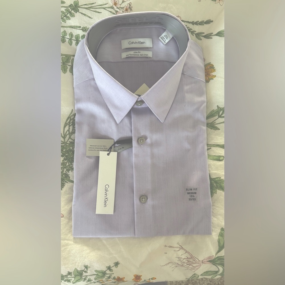 Calvin Klein Men's Slim Fit Lavender Dress Shirt